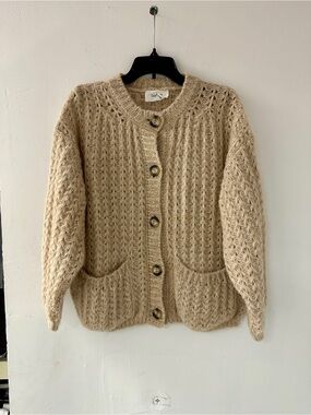 ba&sh Beige Knit Button-Up Cardigan Sweater BOSIC Cardi size XS NWT